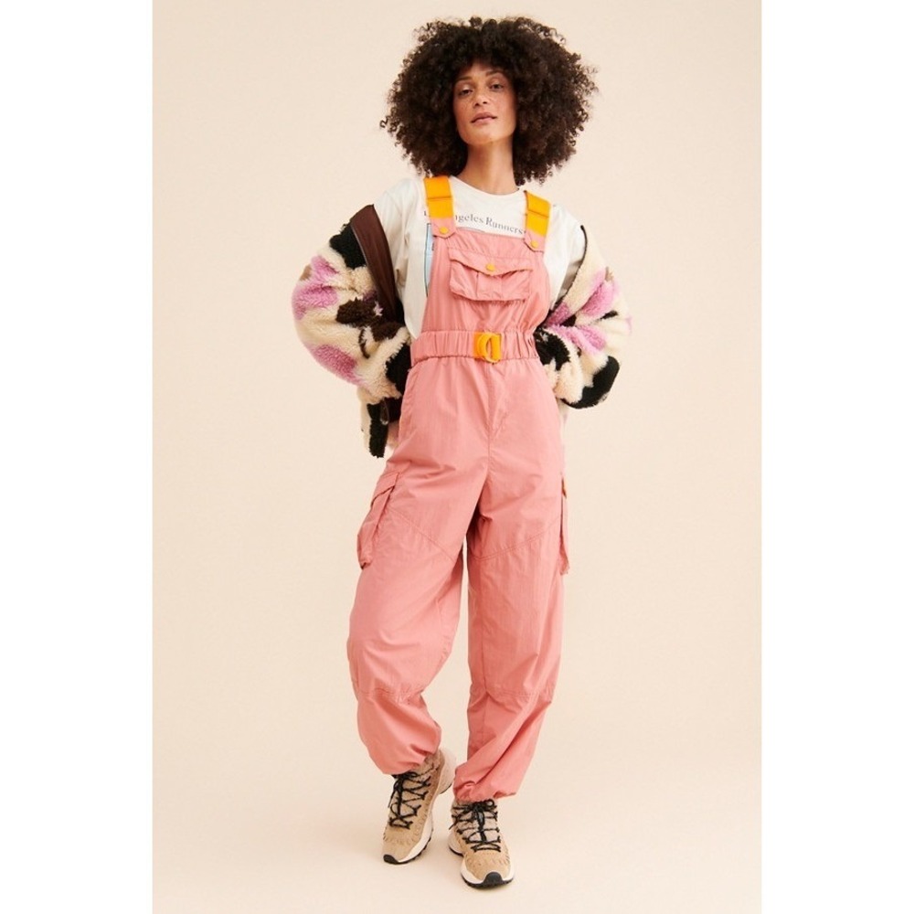 Free People Movement Morning Meadow Overalls in Mauve Pink Orange Women's Medium